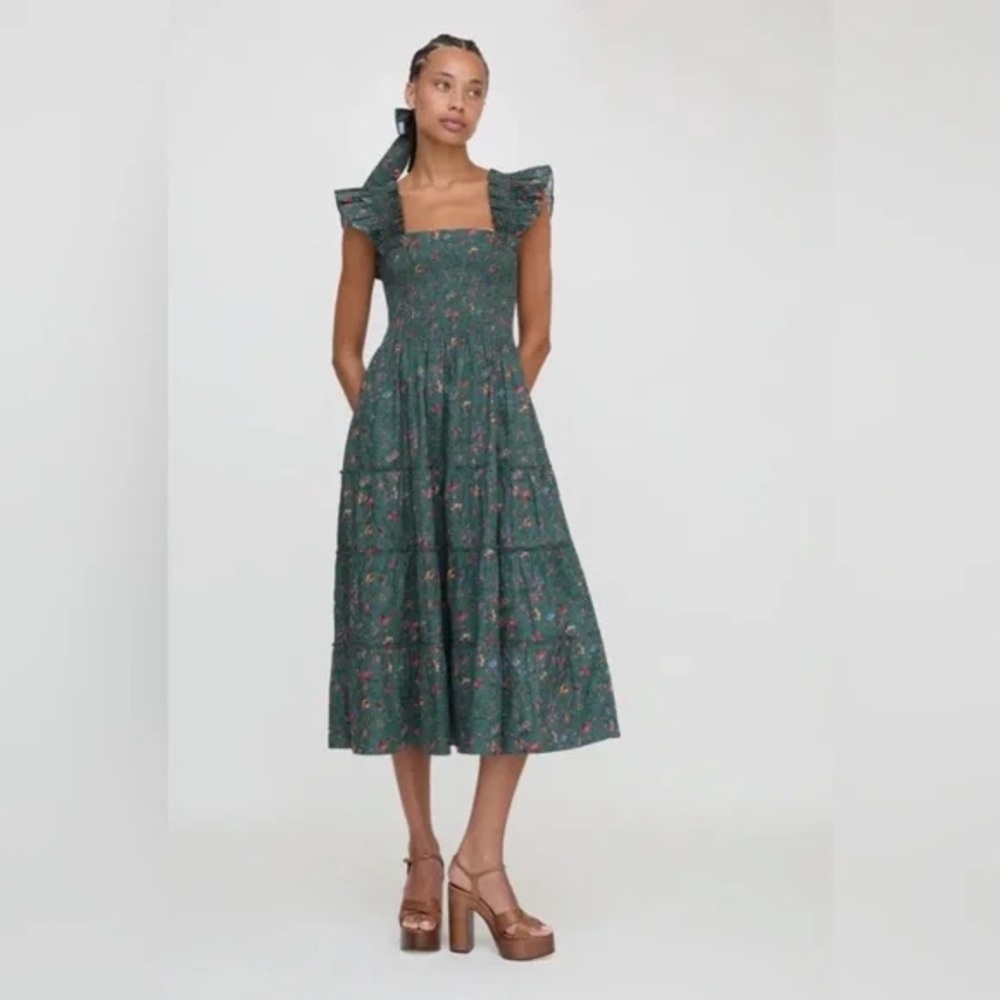 Hill House Bottle Fleur Chintz Ellie Midi Nap Dress- XXL